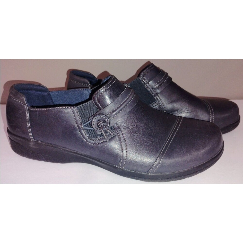 Clarks Cheyn Madi Womens Slip On Shoes Size 9.5 W Navy Leather Comfort Casual